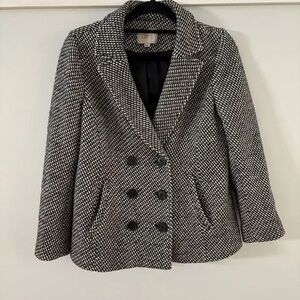LOFT Black and White Pea Coat